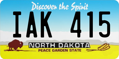 ND license plate IAK415