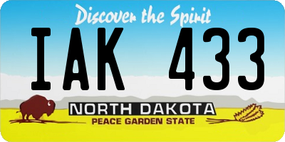 ND license plate IAK433