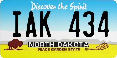 ND license plate IAK434