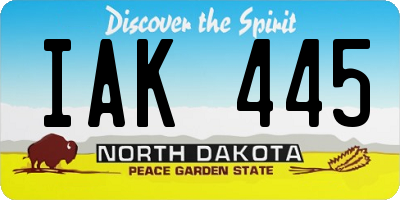 ND license plate IAK445