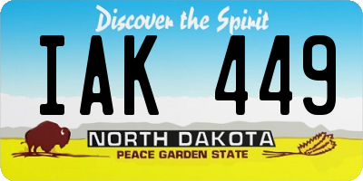 ND license plate IAK449