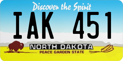 ND license plate IAK451