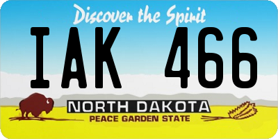 ND license plate IAK466