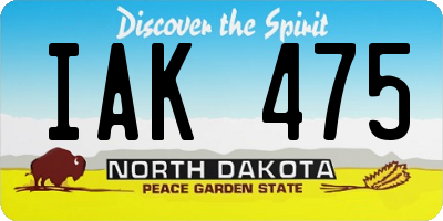 ND license plate IAK475