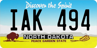 ND license plate IAK494