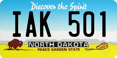 ND license plate IAK501