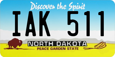 ND license plate IAK511