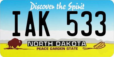 ND license plate IAK533