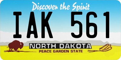 ND license plate IAK561