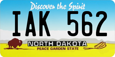 ND license plate IAK562