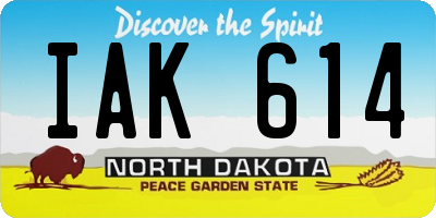 ND license plate IAK614