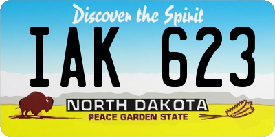 ND license plate IAK623