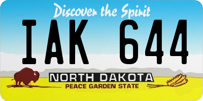 ND license plate IAK644