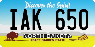 ND license plate IAK650