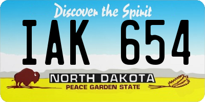 ND license plate IAK654