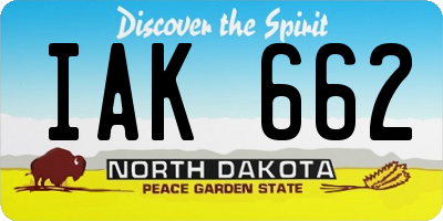 ND license plate IAK662