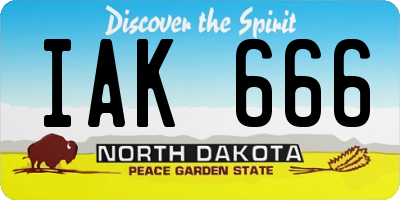 ND license plate IAK666