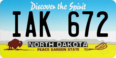 ND license plate IAK672