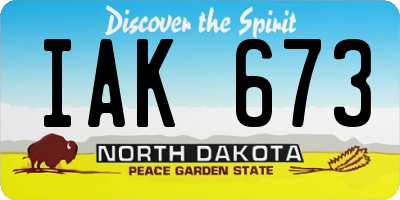 ND license plate IAK673