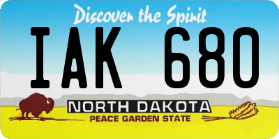 ND license plate IAK680