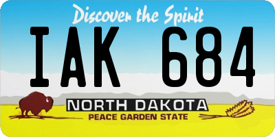 ND license plate IAK684