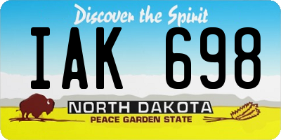 ND license plate IAK698
