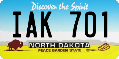 ND license plate IAK701