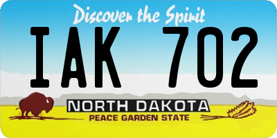 ND license plate IAK702