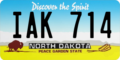 ND license plate IAK714
