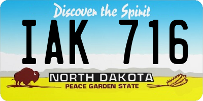ND license plate IAK716