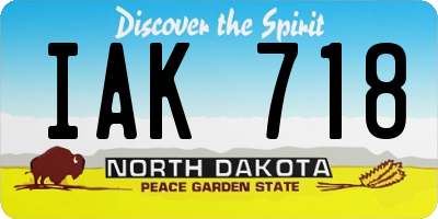 ND license plate IAK718