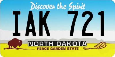 ND license plate IAK721