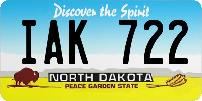 ND license plate IAK722