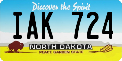 ND license plate IAK724
