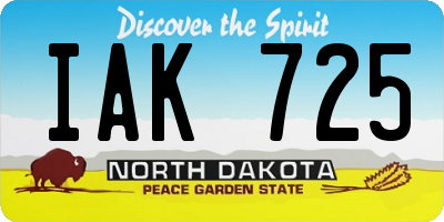 ND license plate IAK725