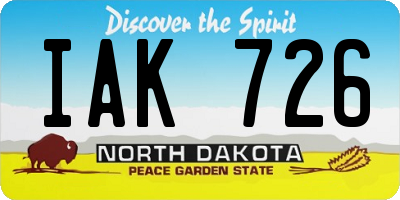 ND license plate IAK726