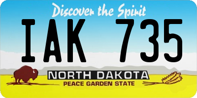 ND license plate IAK735