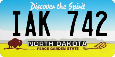 ND license plate IAK742