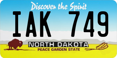 ND license plate IAK749