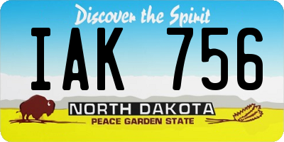 ND license plate IAK756
