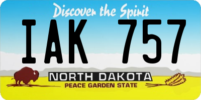 ND license plate IAK757
