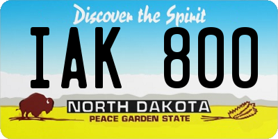 ND license plate IAK800