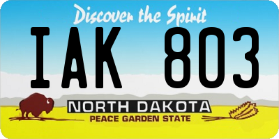 ND license plate IAK803