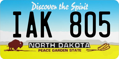 ND license plate IAK805