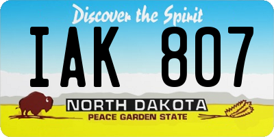 ND license plate IAK807