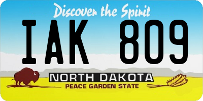 ND license plate IAK809