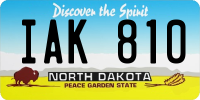 ND license plate IAK810