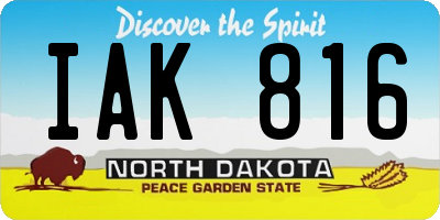 ND license plate IAK816