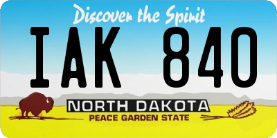 ND license plate IAK840