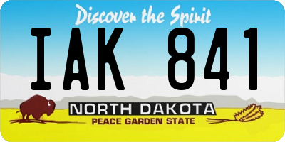 ND license plate IAK841